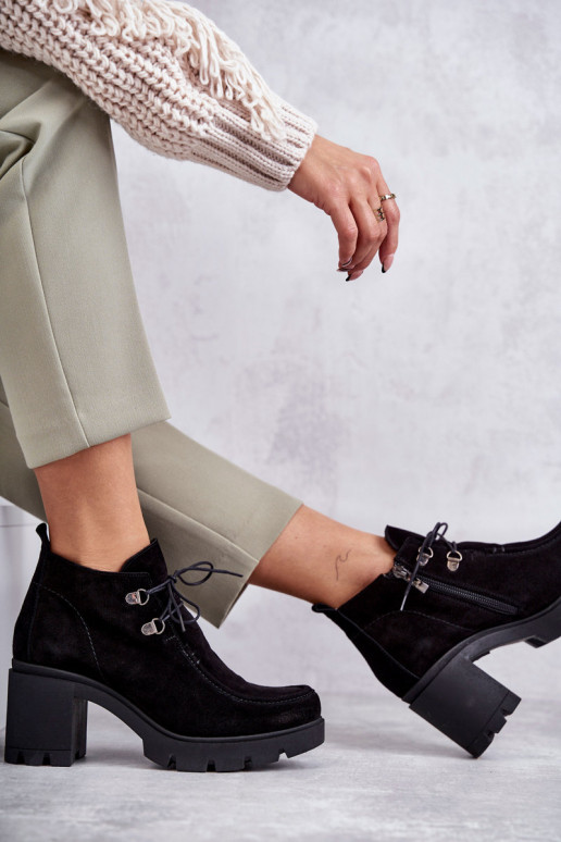 Feminino Sapatos de camurça com alças cor preta Lemar Tem que serrianne