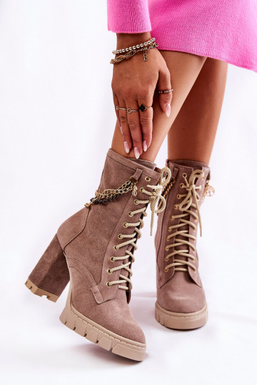 Sapatos de camurça com atacadores LeParaski Shoes 3244/G bege