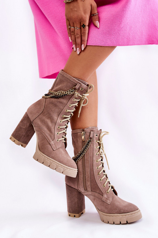 Sapatos de camurça com atacadores LeParaski Shoes 3244/G bege