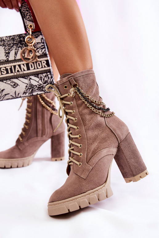 Sapatos de camurça com atacadores LeParaski Shoes 3244/G bege