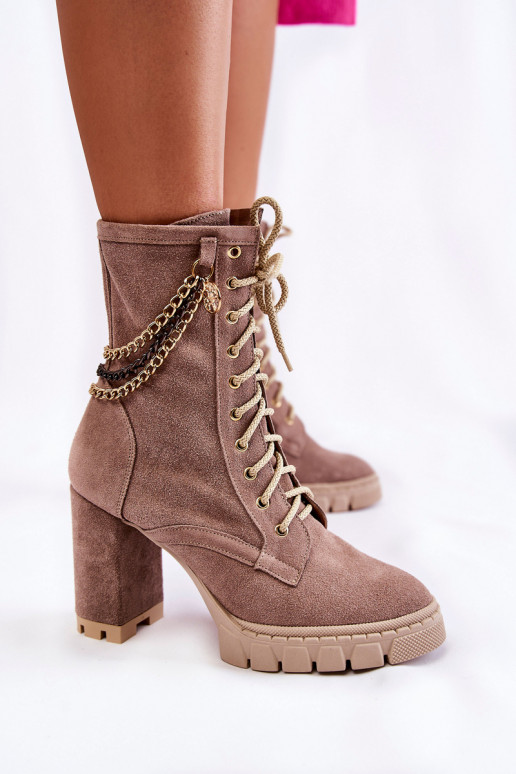 Sapatos de camurça com atacadores LeParaski Shoes 3244/G bege