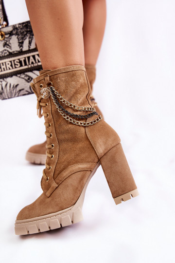 Sapatos de camurça com atacadores LeParaski Shoes 3244/G bege 2