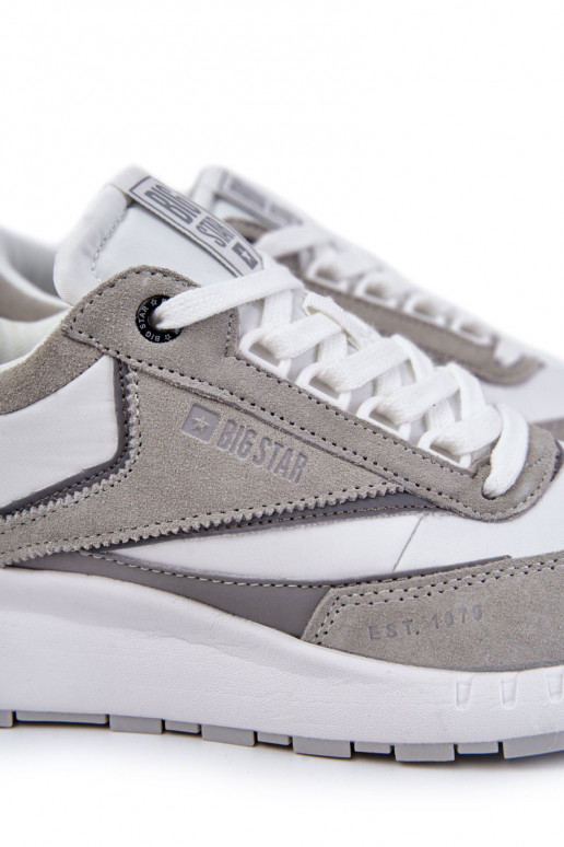 Tem que sercho Estilo esportivo sapato Big Star KK174021 Branco-cor cinza