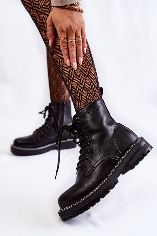 Feminino Botas com uma plataforma Big Star KK274538 cor preta Feminino Botas com uma plataforma Big Star KK274538 cor preta