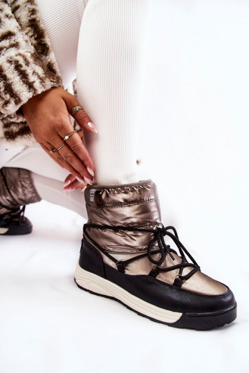 Feminino Botas de neve Memory Foam Big Star KK274275 cinza-cor preta