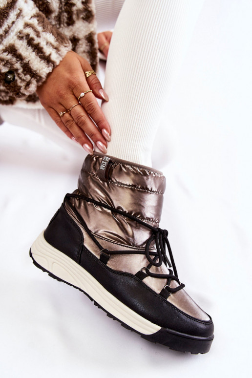 Feminino Botas de neve Memory Foam Big Star KK274275 cinza-cor preta