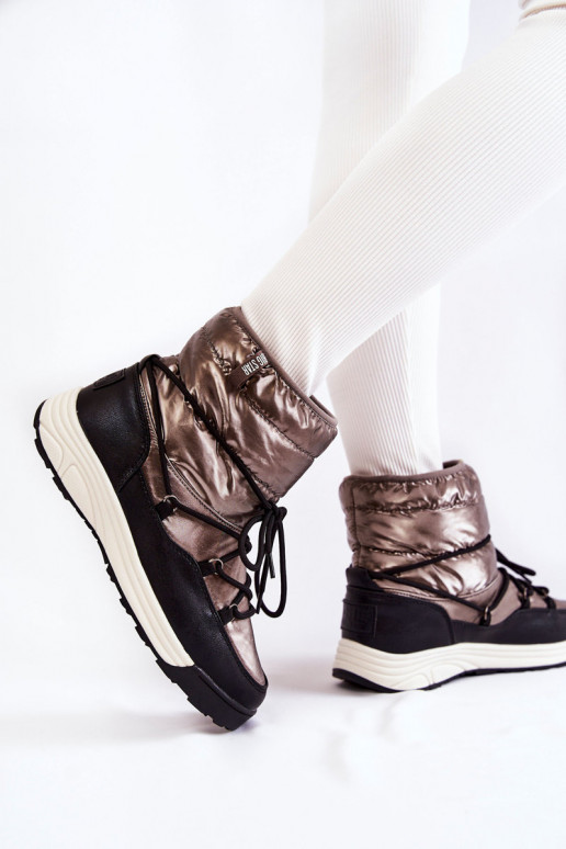 Feminino Botas de neve Memory Foam Big Star KK274275 cinza-cor preta