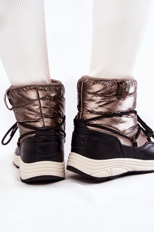 Feminino Botas de neve Memory Foam Big Star KK274275 cinza-cor preta