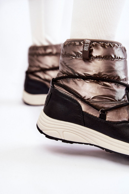 Feminino Botas de neve Memory Foam Big Star KK274275 cinza-cor preta