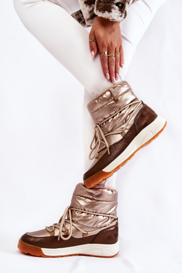 Feminino Botas de neve Memory Foam Big Star KK274276 ouro-cor marrom 2