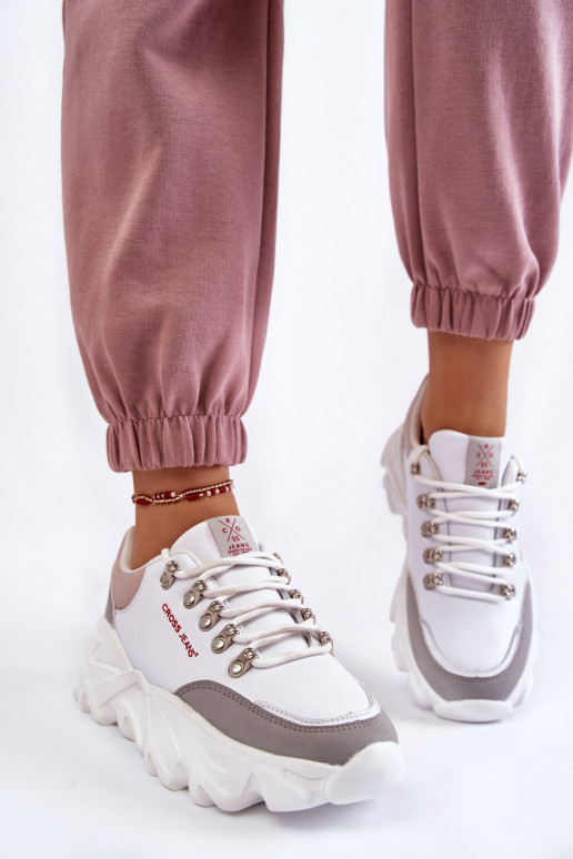 Feminino À modalo de tênis com uma plataforma Cross Jeans KK2R4071C cor branca Feminino À modalo de tênis com uma plataforma Cross Jeans KK2R4071C cor branca