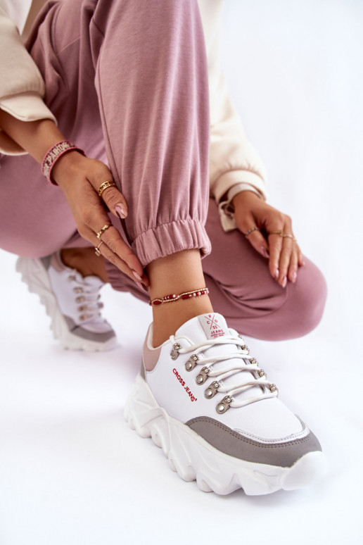 Feminino À modalo de tênis com uma plataforma Cross Jeans KK2R4071C cor branca Feminino À modalo de tênis com uma plataforma Cross Jeans KK2R4071C cor branca