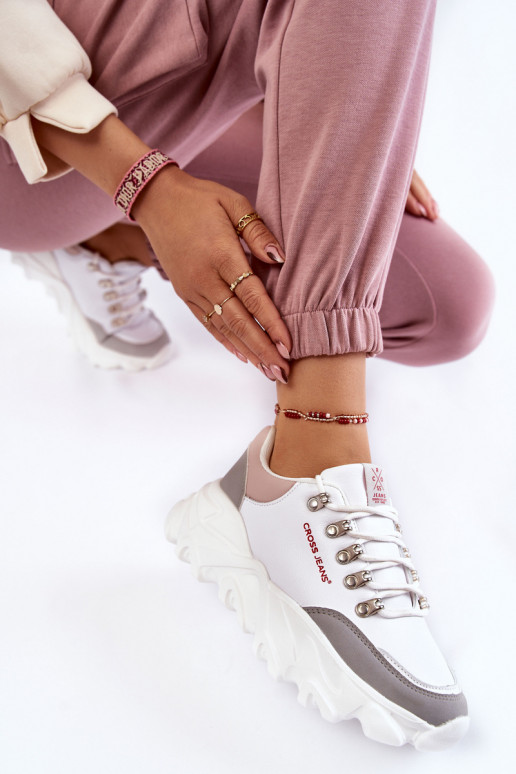 Feminino À modalo de tênis com uma plataforma Cross Jeans KK2R4071C cor branca Feminino À modalo de tênis com uma plataforma Cross Jeans KK2R4071C cor branca