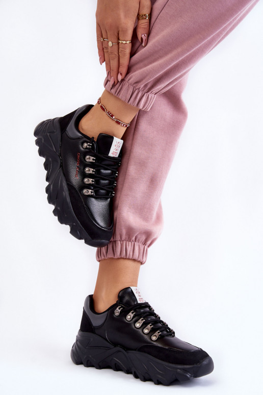 Feminino À modalo de tênis com uma plataforma Cross Jeans KK2R4073C cor preta Feminino À modalo de tênis com uma plataforma Cross Jeans KK2R4073C cor preta