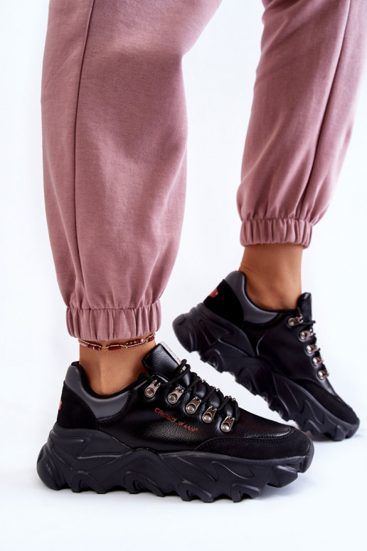 Feminino À modalo de tênis com uma plataforma Cross Jeans KK2R4073C cor preta Feminino À modalo de tênis com uma plataforma Cross Jeans KK2R4073C cor preta