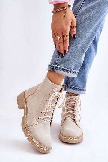 Botas com salto largo LeParaski Shoes 3285 cor de marfim 2