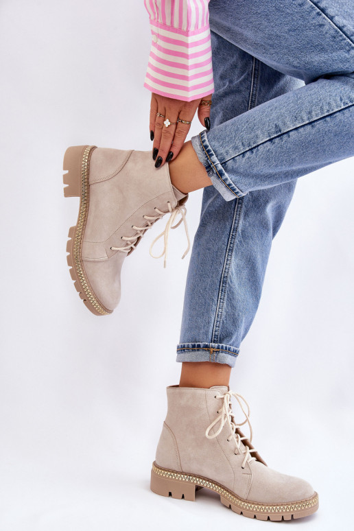 Botas com salto largo LeParaski Shoes 3285 cor de marfim Botas com salto largo LeParaski Shoes 3285 cor de marfim