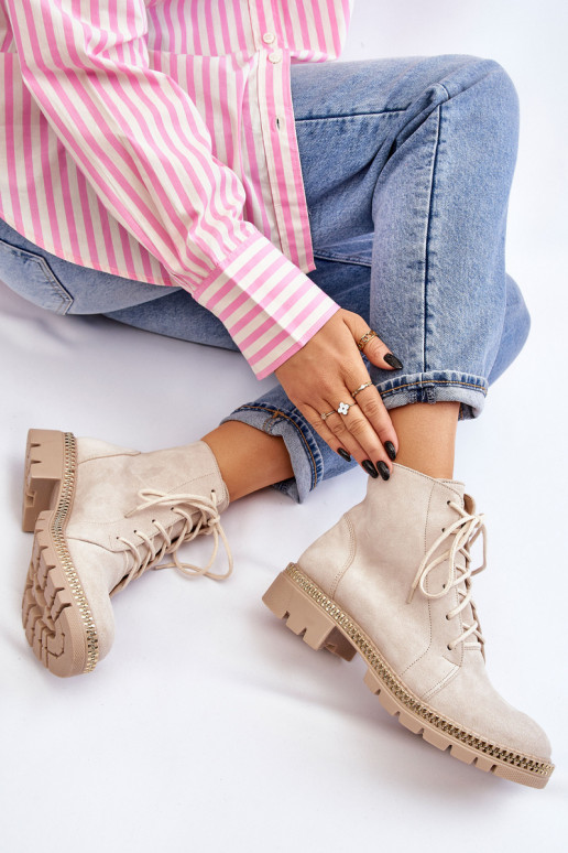 Botas com salto largo LeParaski Shoes 3285 cor de marfim Botas com salto largo LeParaski Shoes 3285 cor de marfim