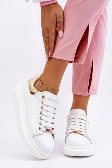 Feminino tênis GOE LL2N4011 Branco-cor dourada 2