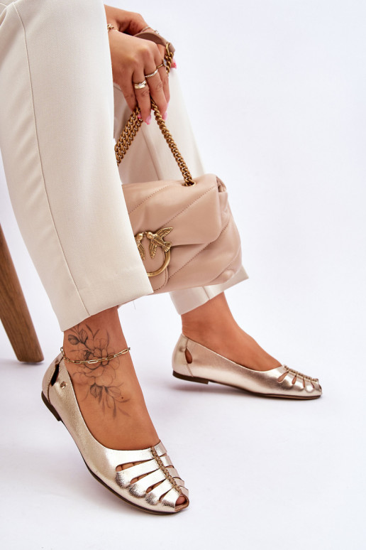 Zazoo 10009 Bailarinas confortáveis de couro natural Feminino cor dourada Zazoo 10009 Bailarinas confortáveis de couro natural Feminino cor dourada