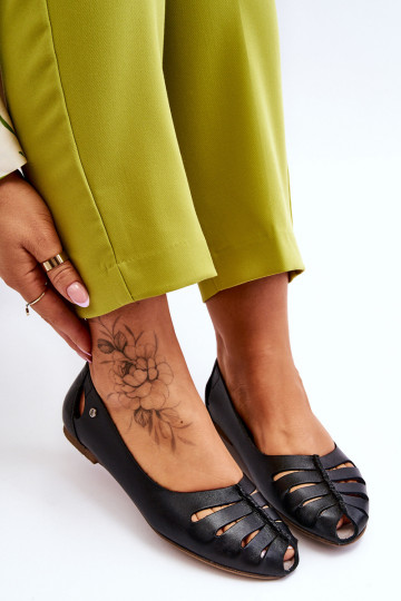 Bailarinas confortáveis de couro natural Feminino cor preta Lemar Luka 2