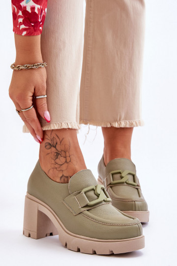 Sapatos elegantes com salto e ornamentos Lemar Harmell cor verde