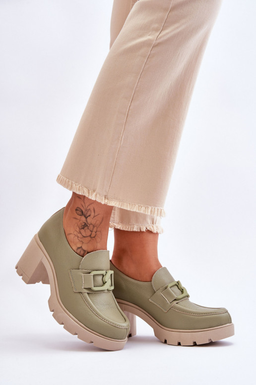 Estilo elegante sapato com salto com enfeites cor verde Lemar Harmell Estilo elegante sapato com salto com enfeites cor verde Lemar Harmell