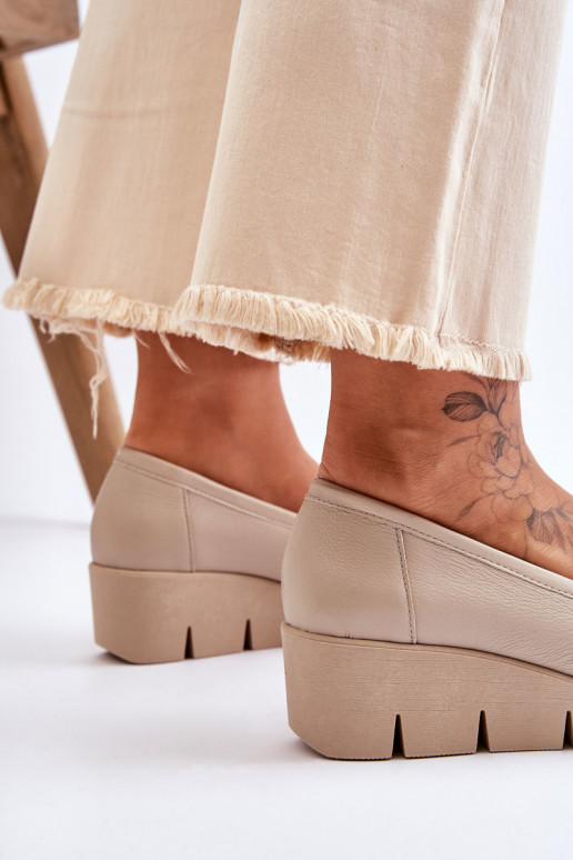 Pele Mocassins Em uma cunha bege Lemar Felicita Pele Mocassins Em uma cunha bege Lemar Felicita