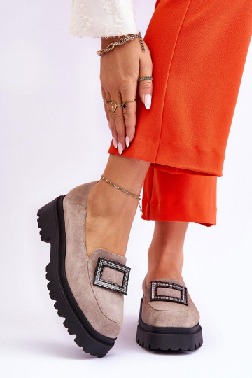 Conveniente Mocassins de camurça bege Agathe 2