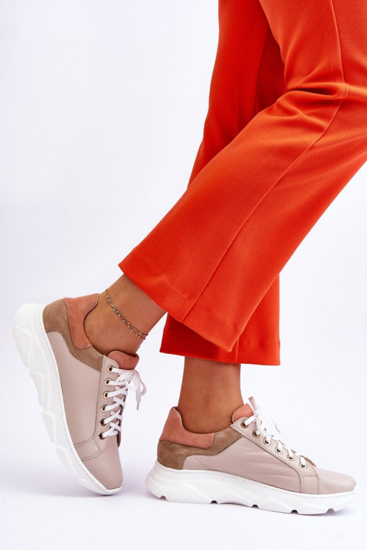 Conveniente Pele tênis com uma plataforma bege Alisane Conveniente Pele tênis com uma plataforma bege Alisane