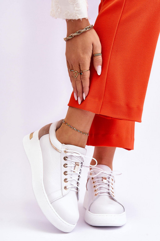 Feminino Pele tênis com uma plataforma cor branca Caressa Feminino Pele tênis com uma plataforma cor branca Caressa