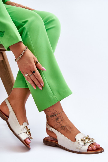 Sandálias femininas LeĮskis Shoes 3230 na cor areia-dourada 2