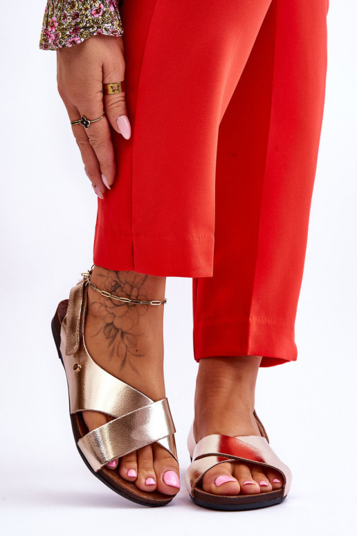 Zazoo 40141 Sandálias femininas com fixadores adesivos cor dourada