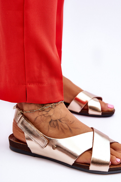 Zazoo 40141 Sandálias femininas com fixadores adesivos cor dourada