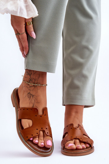 Zazoo 40326 Feminino Chinelos Com recortes decorativos cor marrom 2