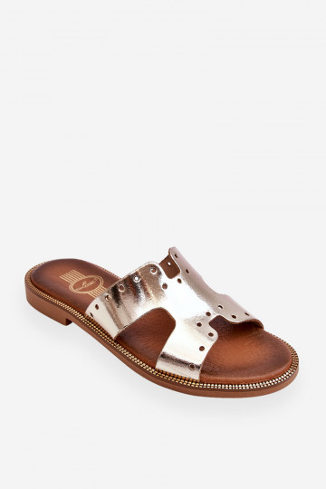 Zazoo 40326 Feminino Chinelos Com recortes decorativos cor dourada