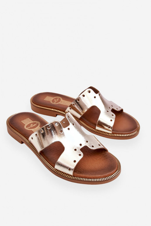 Zazoo 40326 Feminino Chinelos Com recortes decorativos cor dourada Zazoo 40326 Feminino Chinelos Com recortes decorativos cor dourada