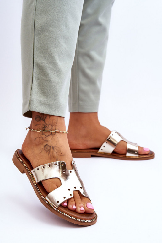 Zazoo 40326 Feminino Chinelos Com recortes decorativos cor dourada Zazoo 40326 Feminino Chinelos Com recortes decorativos cor dourada