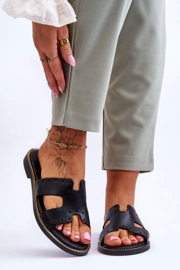 Zazoo 40326 Feminino Chinelos Com recortes decorativos cor preta 2