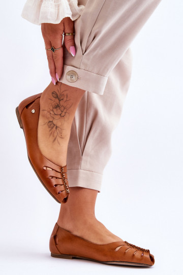 Zazoo 10009 Bailarinas confortáveis de couro natural Feminino cor marrom 2