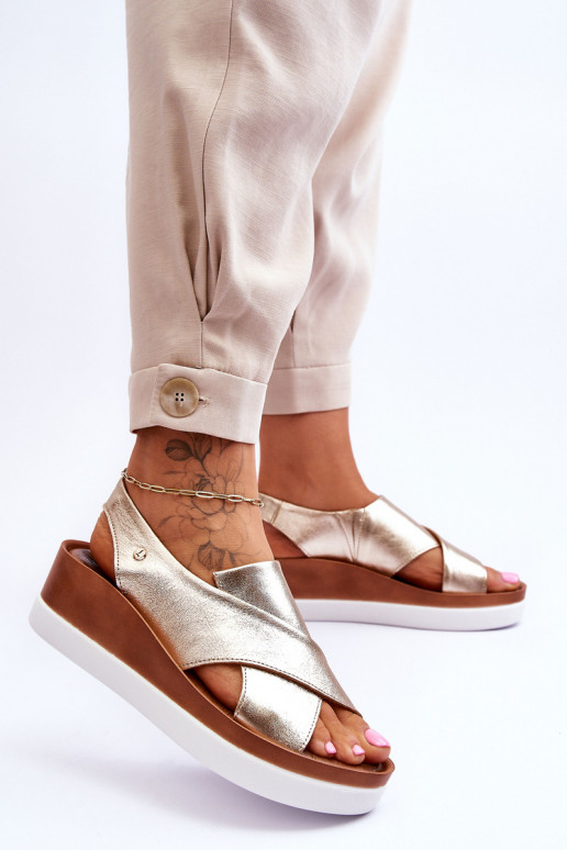 Pele Sandálias plataforma cor dourada Morgan Pele Sandálias plataforma cor dourada Morgan