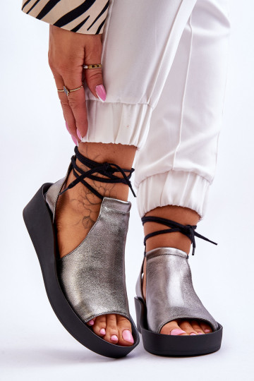 Pele Sandálias plataforma Nicole 2743/063 cinza-cor preta