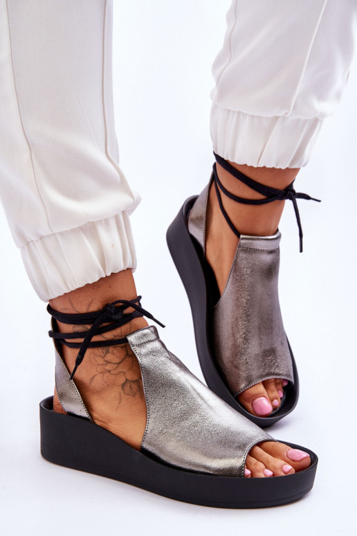 Pele Sandálias plataforma Nicole 2743/063 cinza-cor preta Pele Sandálias plataforma Nicole 2743/063 cinza-cor preta