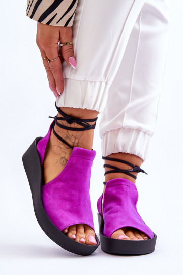 Zazoo 2743 Sandálias plataforma em camurça cor rosa