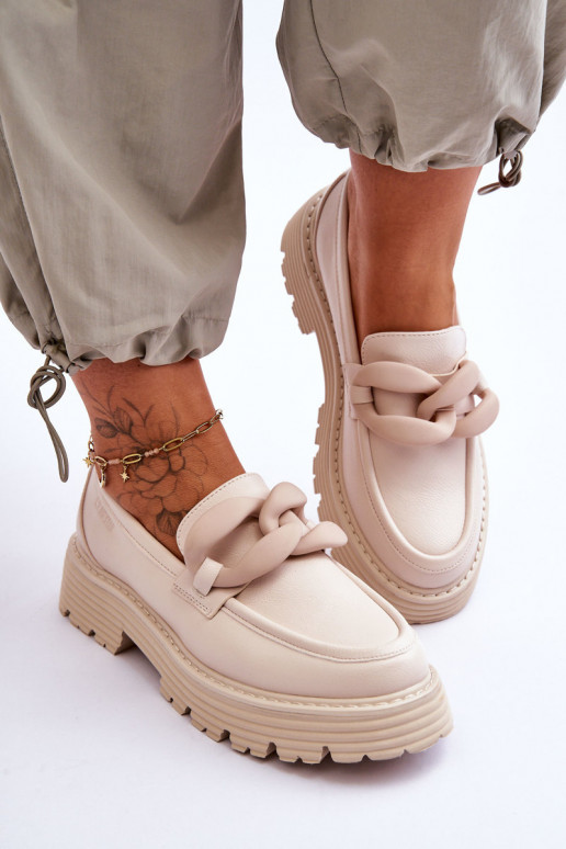 Pele Mocassins sapato Big Star LL274581 bege Pele Mocassins sapato Big Star LL274581 bege