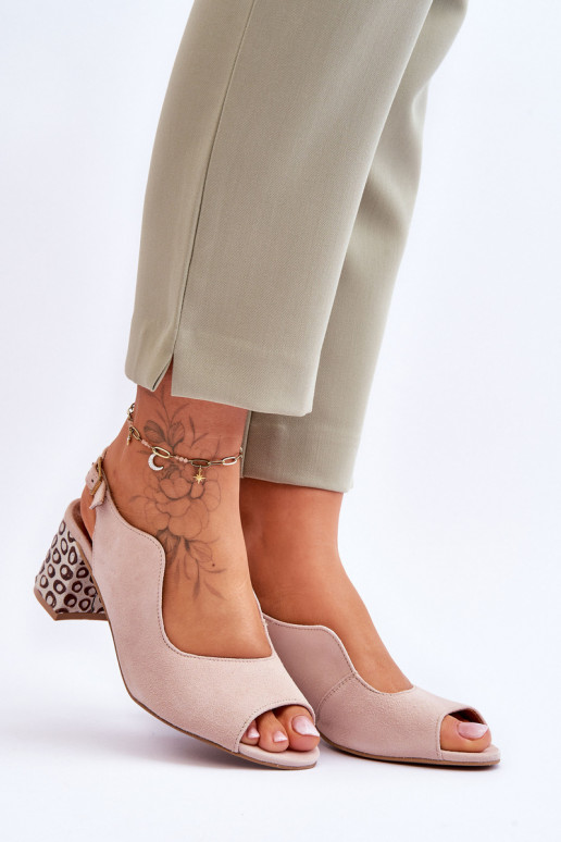 Feminino Sandálias de camurça com salto Tem que serciejka 05870-04 bege Feminino Sandálias de camurça com salto Tem que serciejka 05870-04 bege