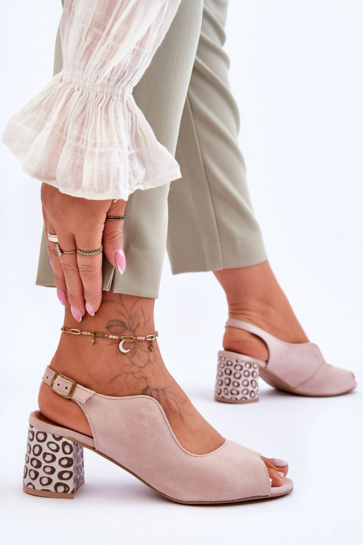 Feminino Sandálias de camurça com salto Tem que serciejka 05870-04 bege Feminino Sandálias de camurça com salto Tem que serciejka 05870-04 bege