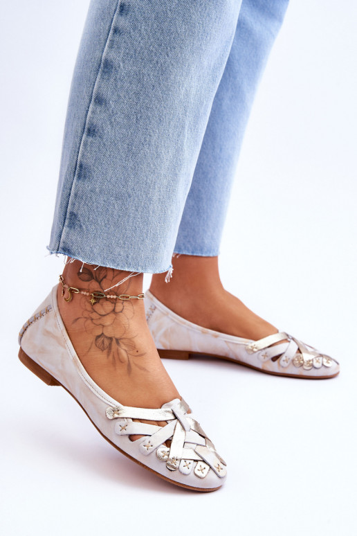 Feminino Bailarinas Tem que serciejka 01358-22 bege-cor dourada Feminino Bailarinas Tem que serciejka 01358-22 bege-cor dourada