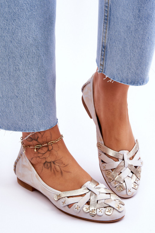 Feminino Bailarinas Tem que serciejka 01358-22 bege-cor dourada Feminino Bailarinas Tem que serciejka 01358-22 bege-cor dourada