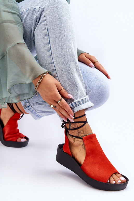 Sandálias plataforma em camurça Zazoo 2743 cor laranja Sandálias plataforma em camurça Zazoo 2743 cor laranja